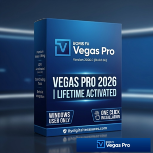 Vegas Pro 2026 professional video editing interface with timeline and color grading tools