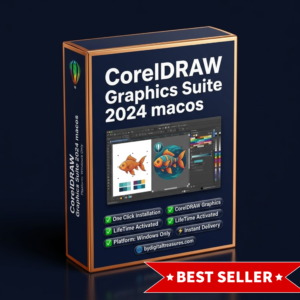 CorelDRAW Graphics Suite 2024 professional design software interface with vector tools and layout capabilities for macOS